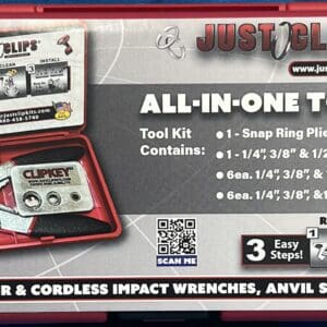 Just Clips JCMCT250 3-Piece 1/4" Anvil Snap Ring & O-Ring Kit For Milwaukee Tools - Made In USA